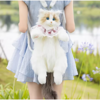 Пушистый рюкзак-сумка Кот для девочки в виде кота